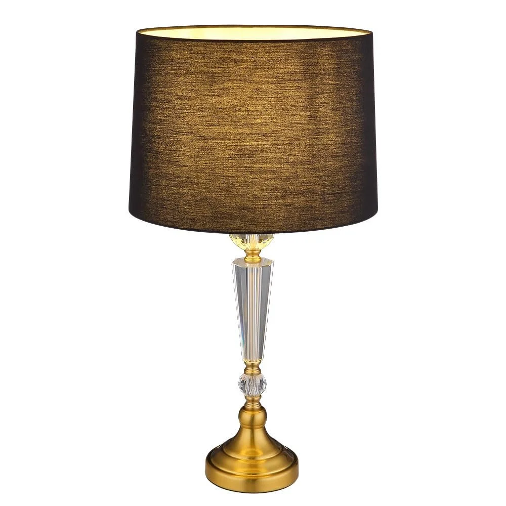 Настольная лампа GLOBO текстиль латунь хрусталь 66 см, фото №1