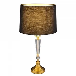 Настольная лампа GLOBO текстиль латунь хрусталь 66 см - Фото 1