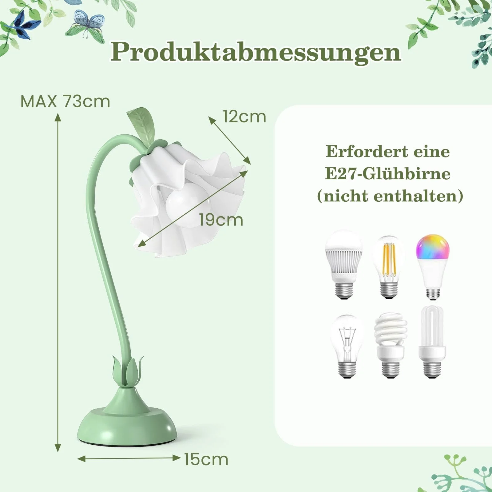 Настільна лампа COSTWAY у формі квітки конвалії з акриловим плафоном E27, фото №6
