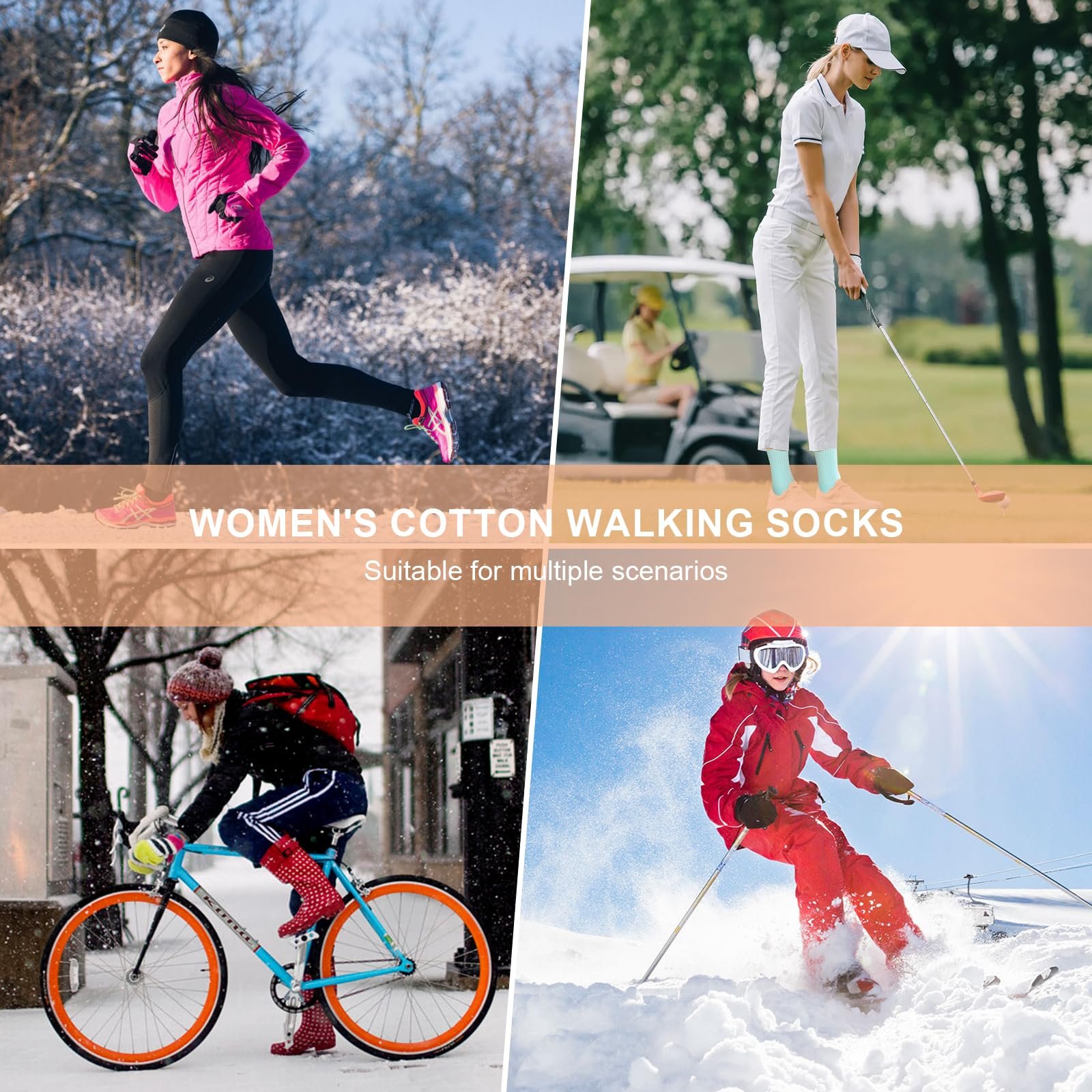 Женские походные носки, 39-42, 35-38, Женские спортивные носки, дышащие, с мягкой подкладкой, термоноски из хлопка для бега, для активного отдыха, против волдырей, толстые носки, многофункциональные спортивные носки, 6 пар, фото №8