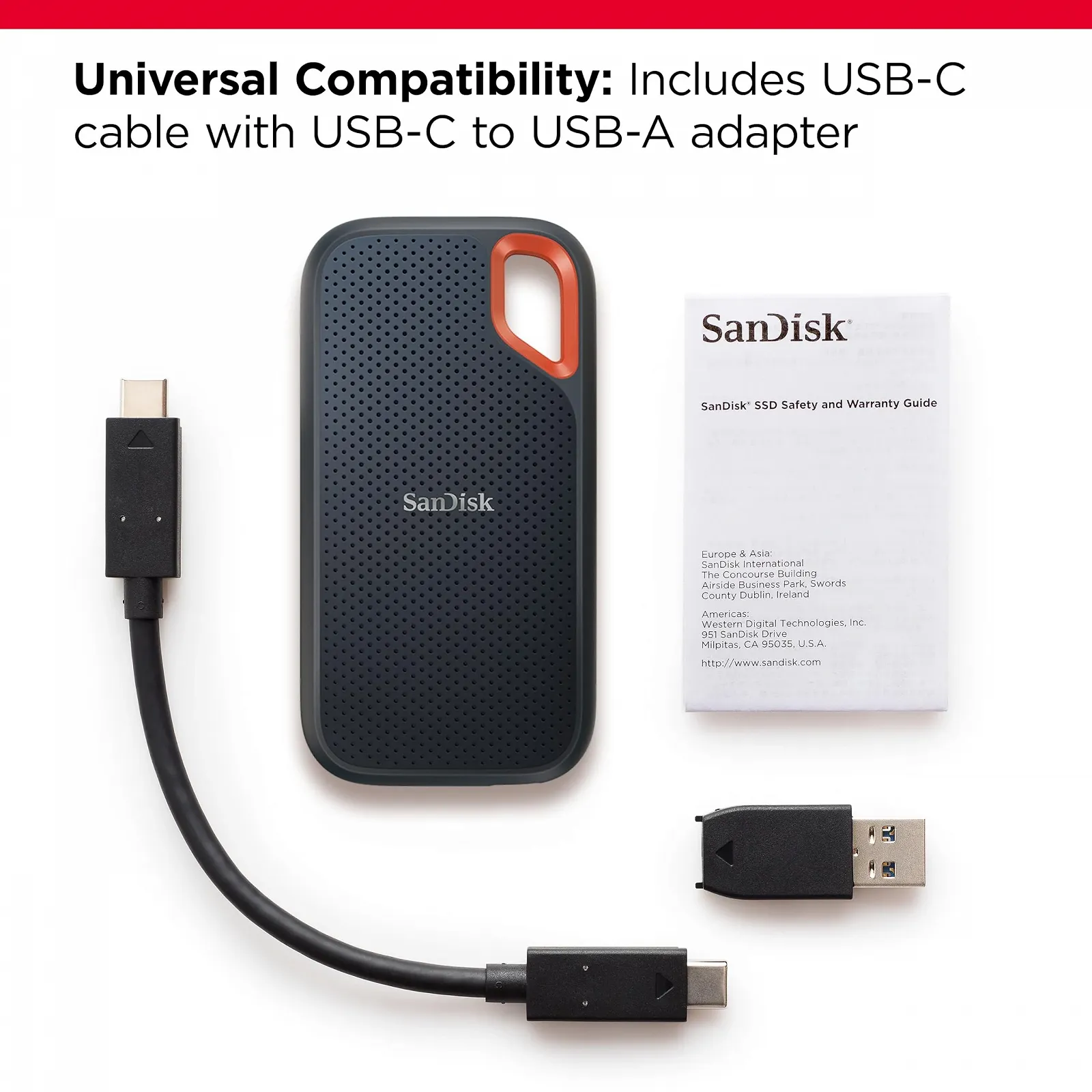 Портативний NVMe SSD накопичувач SANDISK Extreme Portable SSD 8TB USB-C до 1050МБ/с читання / 1000МБ/с запис Захист від падіння до 3м Водо- та пилостійкий Black, фото №4 Портативний NVMe SSD накопичувач SANDISK Extreme Portable SSD 8TB USB-C до 1050МБ/с читання / 1000МБ/с запис Захист від падіння до 3м Водо- та пилостійкий Black, фото №4