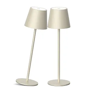 Набір із 2 настільних ламп LED Бездротові Акумуляторні 36 см IP54 Бежевий - Фото 1