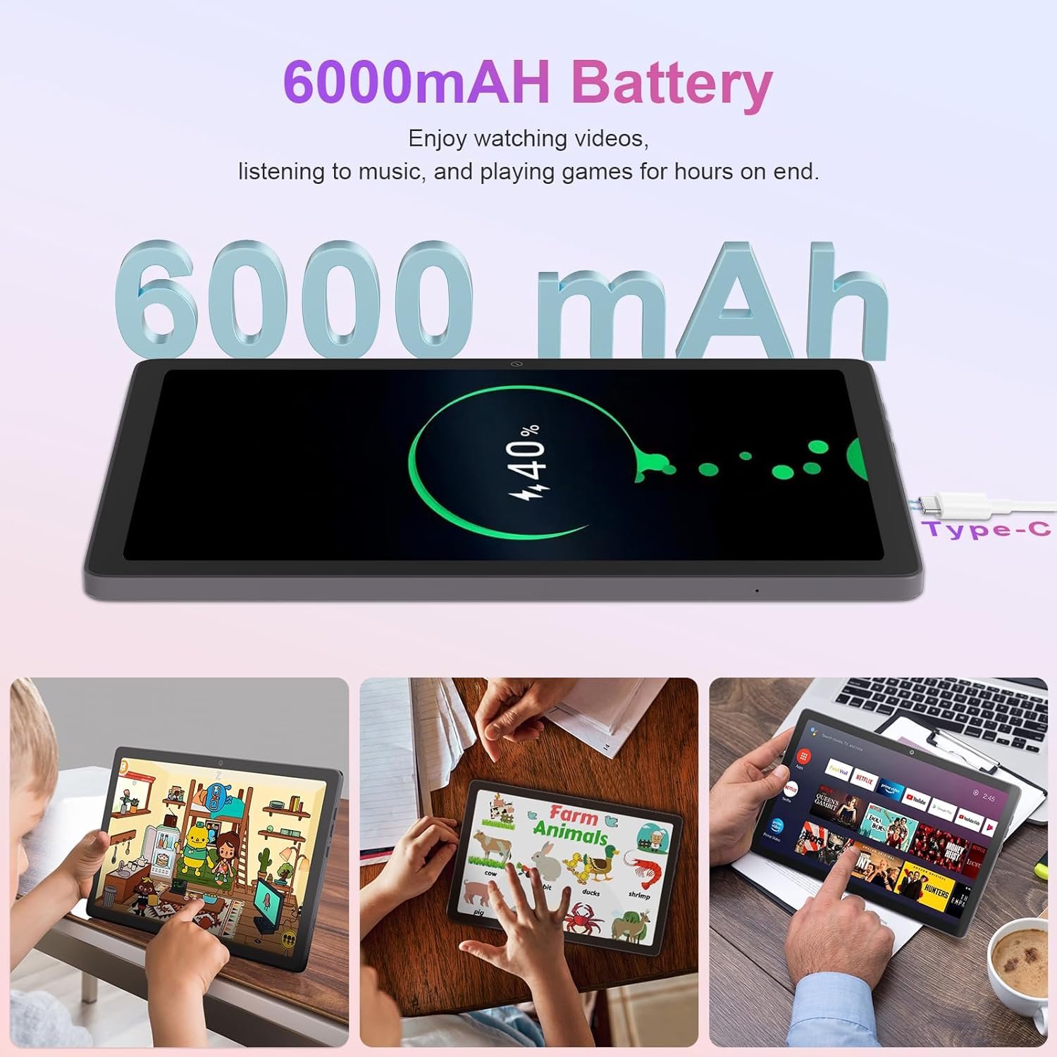 Планшет 10,51" Full HD C idea P1300 (4+4)/128Gb 8 ядер Android 14 6000 mAh Серый, фото №5