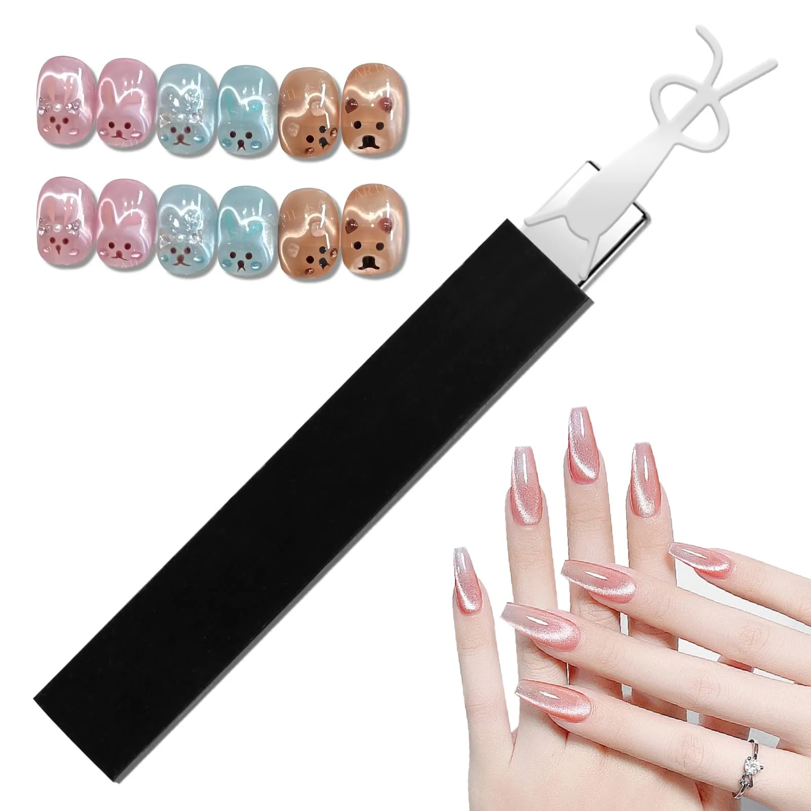 Nail Art Magnet Square Black Rabbit Shape Heart Shape, фото №1