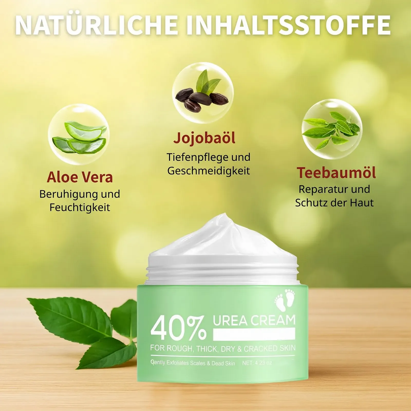 Крем для ног Urea Cream 40% против мозолей алоэ вера масло чайного дерева, фото №3 Крем для ног Urea Cream 40% против мозолей алоэ вера масло чайного дерева, фото №3