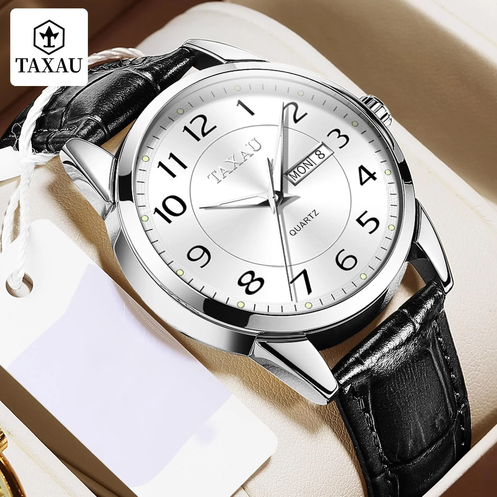 Класичний шкіряний годинник для чоловіків Аналоговий кварцовий Великий циферблат, фото №3 Класичний шкіряний годинник для чоловіків Аналоговий кварцовий Великий циферблат, фото №3