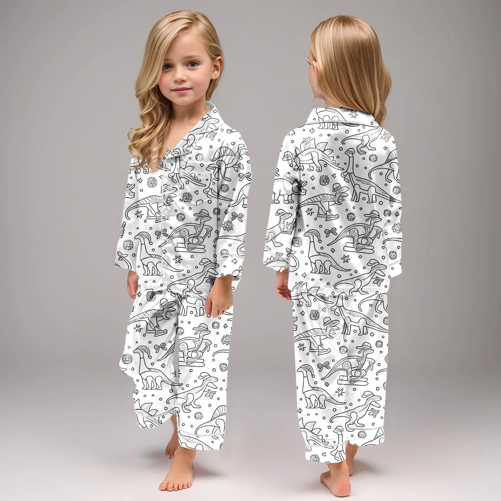 Дитяча піжама для розмальовування Winter Leisure Suit, комплект з двох предметів, з мультяшним принтом, фото №2