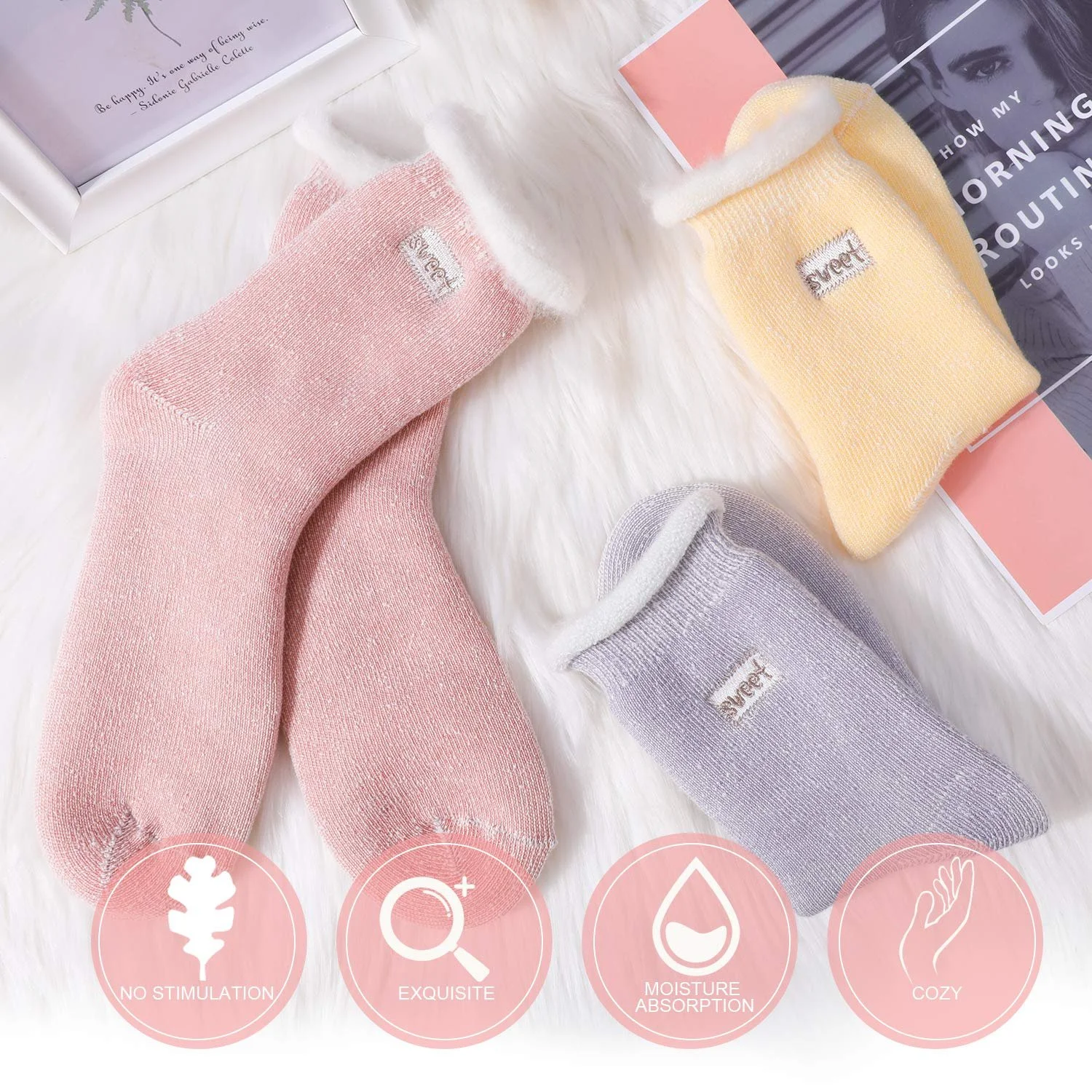 Носки TAGVO, зимние, толстые, флисовые, теплые, хлопковые, для дома, против катышков, для девушек, женщин, пушистые, для вечеринок, праздников, подарочный набор, 3 пары, фото №2 Носки TAGVO, зимние, толстые, флисовые, теплые, хлопковые, для дома, против катышков, для девушек, женщин, пушистые, для вечеринок, праздников, подарочный набор, 3 пары, фото №2