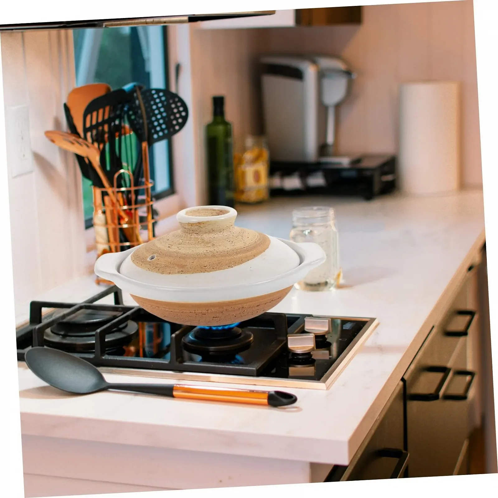 Жаровня Ceramic Керамическая с крышкой Легкая японская глиняная для супов и тушения Термостойкая, фото №3