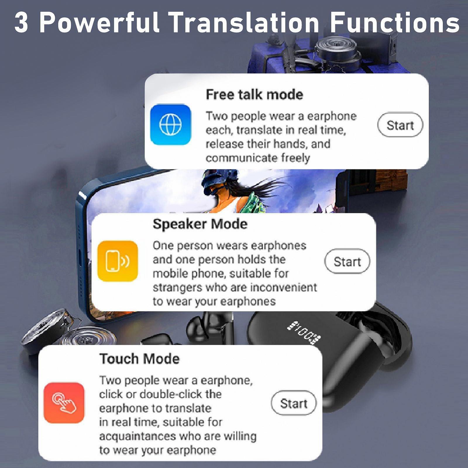 Наушники-переводчики Vikye J8 Двухсторонний переводчик реального времени BT 5.3 с приложением, поддержка 144 языков, 3 режима шумоподавления ANC (черный), фото №9