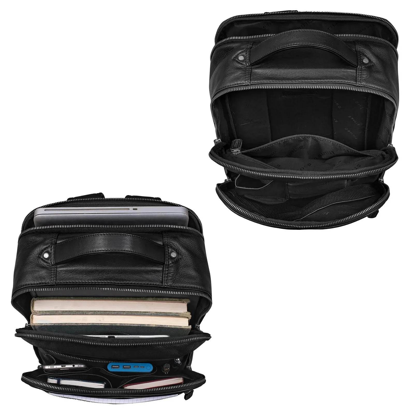 Рюкзак для ноутбука STILORD Pietro 15.6" XL кожаный черный, фото №4