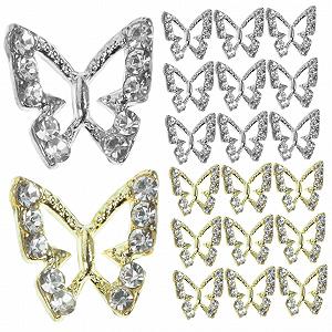 Подвески для ногтей Бабочки 3d Металлический сплав Стразы Украшения для гелевых акриловых ногтей Nail Art, 40 шт - Фото 1