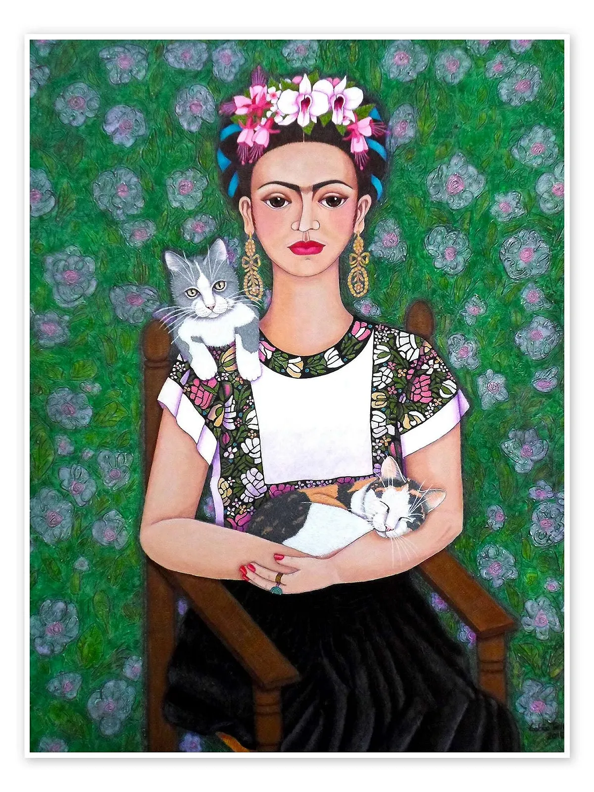 Постер Frida Kahlo Cat Lover Madalena Lobao-Tello 30 x 40 см, фото №1