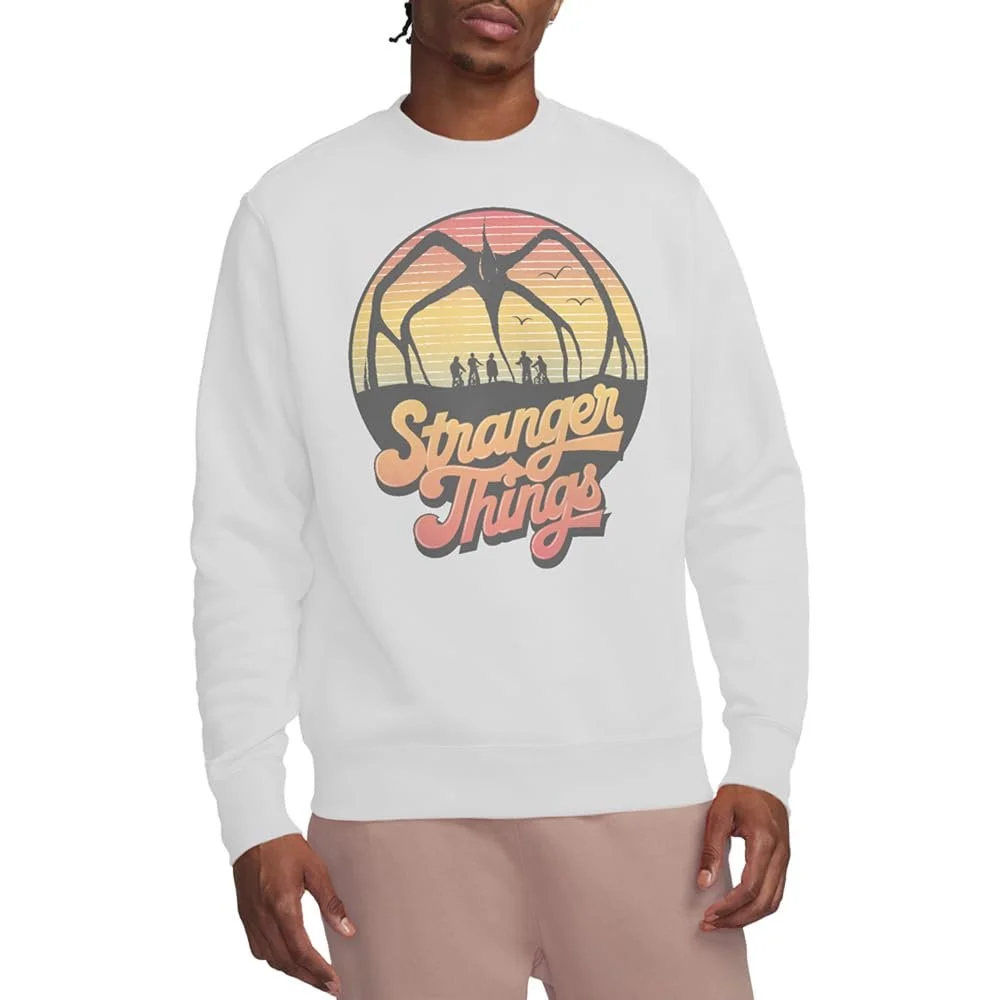 Толстовка Stranger Things Unisex Stranger Things 80's Sunset Mindflayer Group, белая толстовка, фото №1