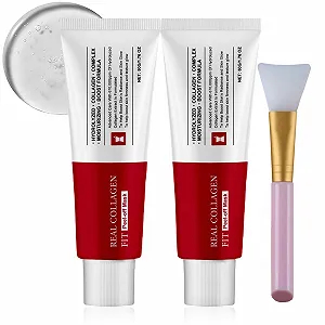 Маска для лица Real Collagen Fit, ночная маска Collagen Night Wrapping, маска для лица с коллагеном на ночь, эластичность и увлажнение, маска с коллагеном для сухой кожи, корейская стеклянная маска для лица (2 штуки) - Фото 1