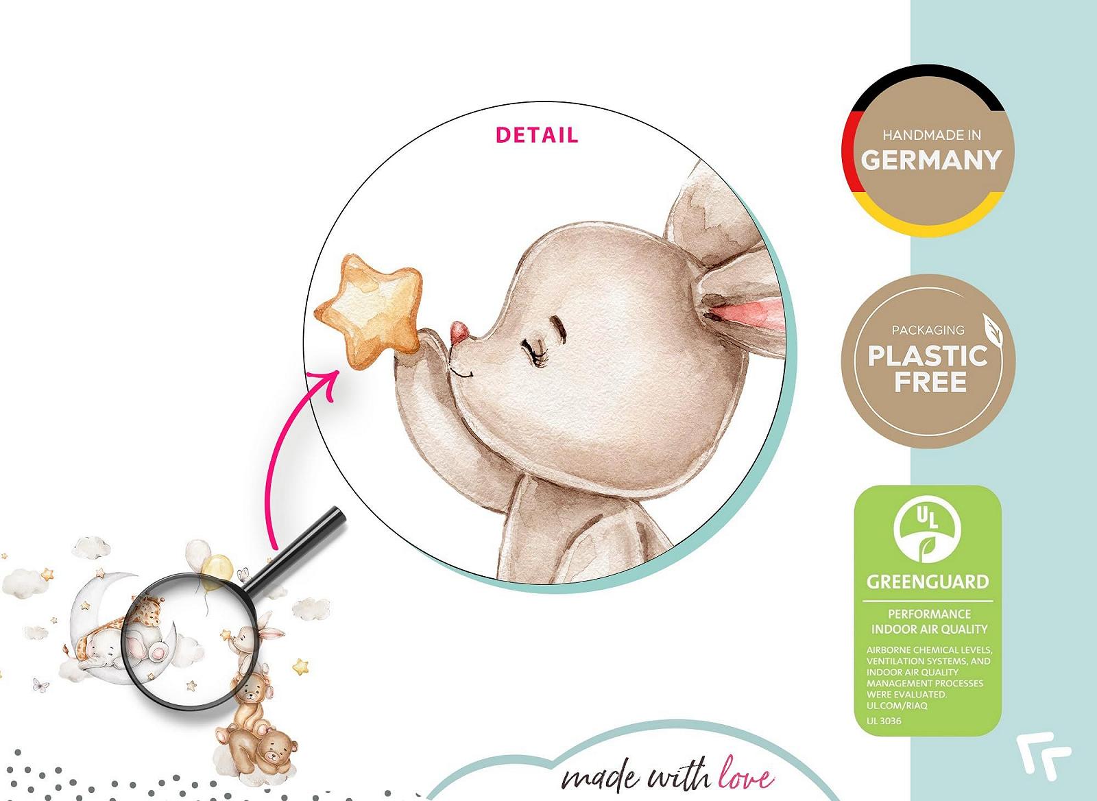 Наклейка на стену Little Deco DL5118-03 Moon Animals Elephant Rabbit Boho, фото №5