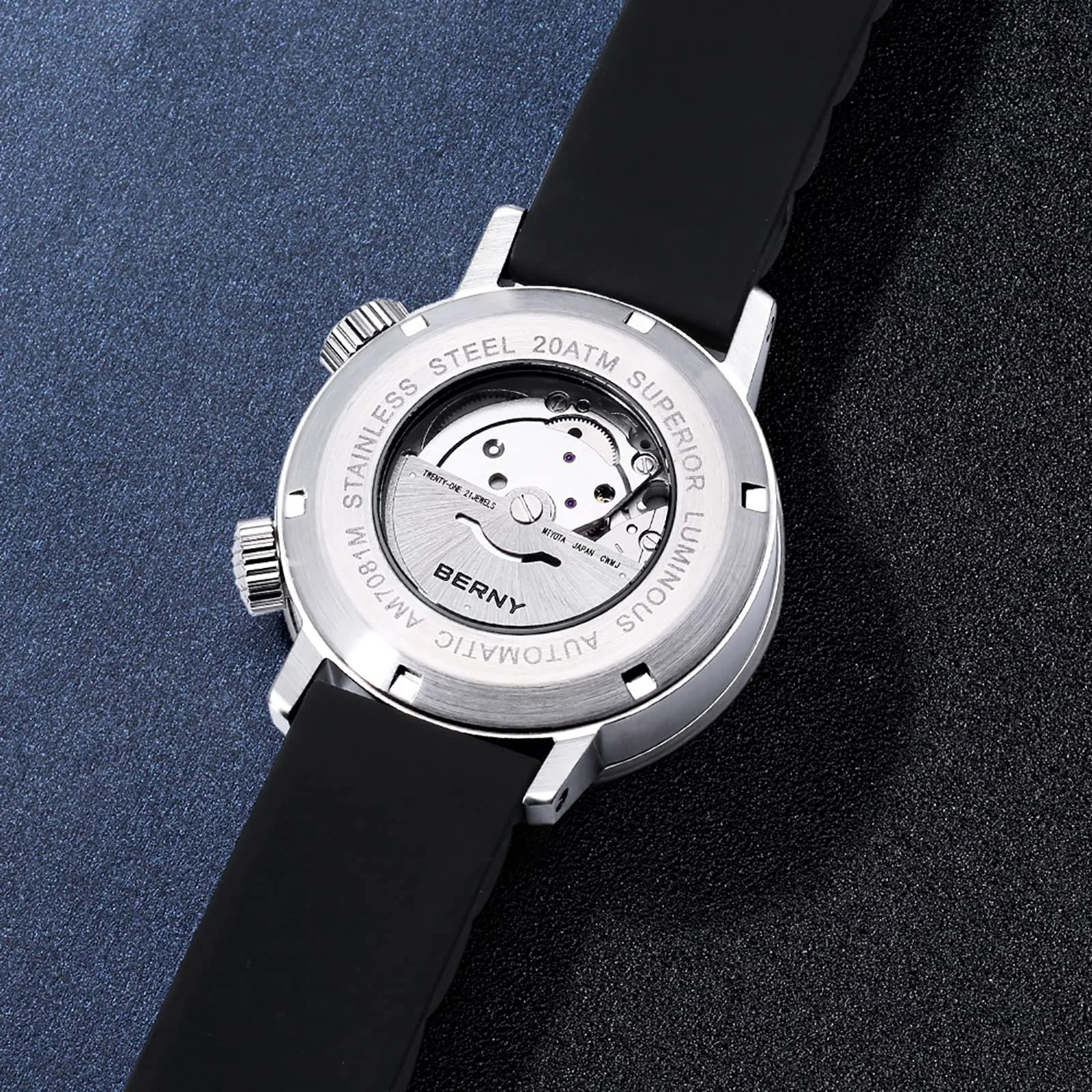 Дайверские часы BERNY Automatic Mechanical для мужчин, 20ATM водонепроницаемые, сапфировое стекло, очень яркие, фото №4 Дайверские часы BERNY Automatic Mechanical для мужчин, 20ATM водонепроницаемые, сапфировое стекло, очень яркие, фото №4