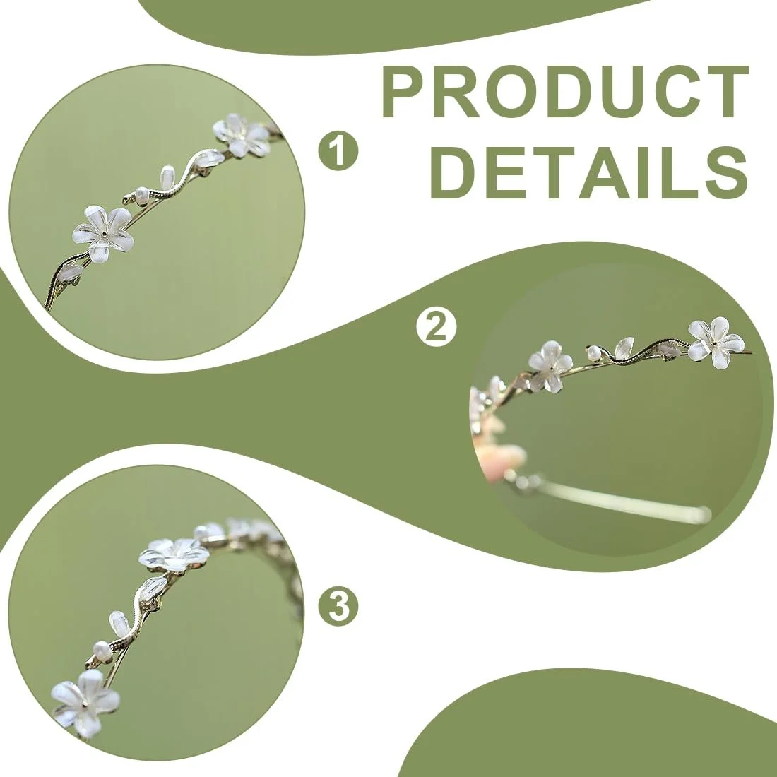 Обруч для волосся Квітка Срібний, фото №3