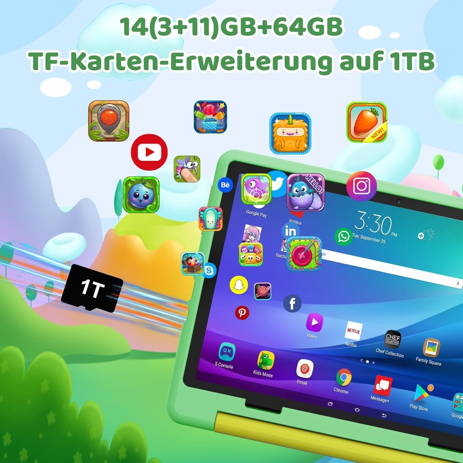 Планшет 10.1" Ugrihach KT1028 (3+11)/64 ГБ 8 ядер Android 14 5000 mAh Green, фото №4