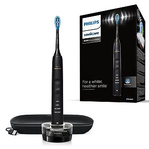 Зубная электрощетка Philips Sonicare DiamondClean 9000, черная, 4 режима, 3 уровня интенсивности, датчик давления на десны, приложение, подсоединяемая ручка - Фото 1