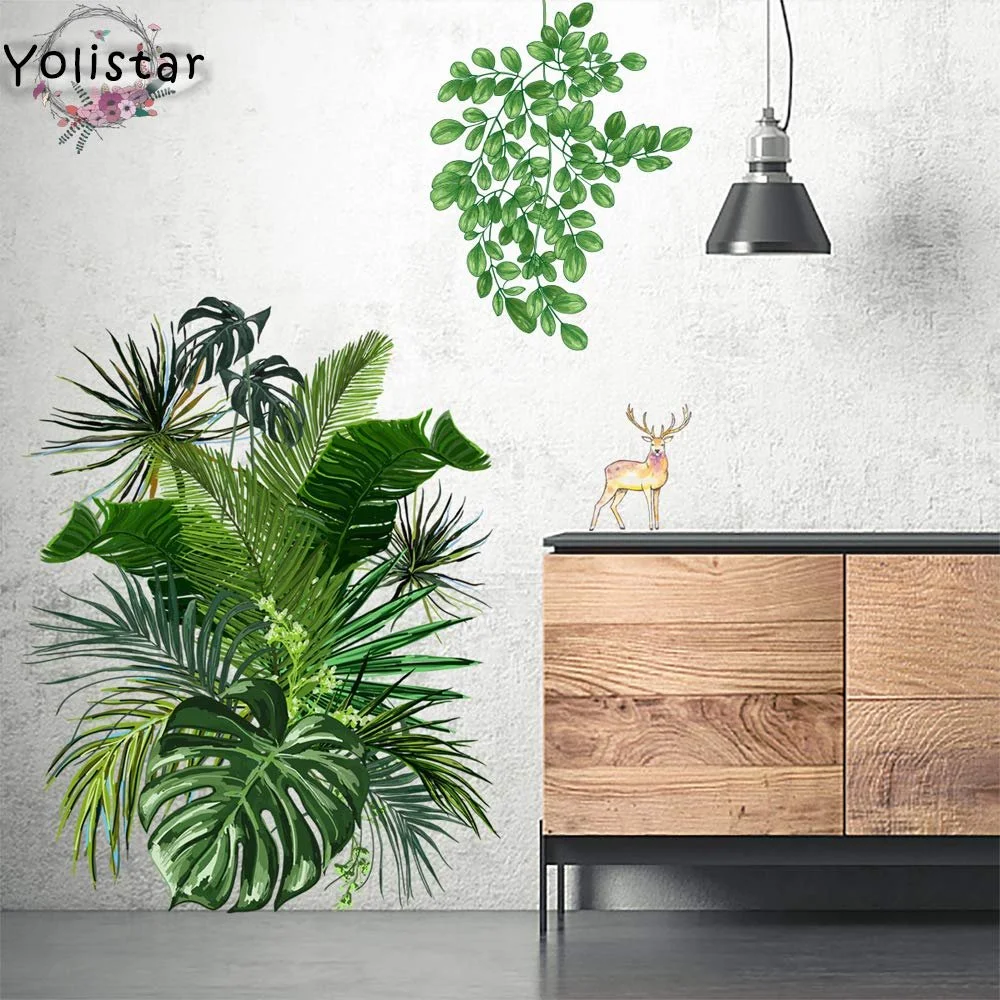 Наклейка на стіну Тропічне листя DIY 60 x 90 см 4 штуки Зелений, фото №4