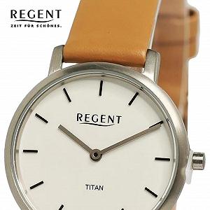 Женские аналоговые часы REGENT Кожаный ремешок Светло-коричневый, серо-белый synthetic.ua - Фото 1