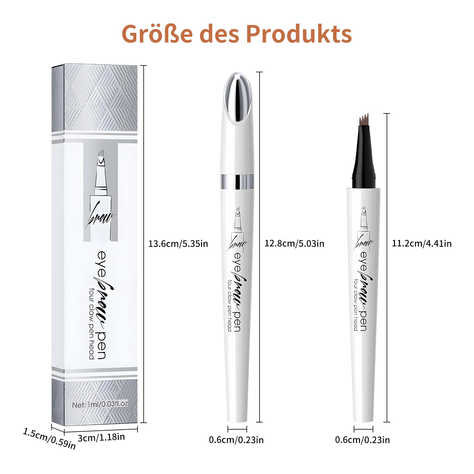 Олівець для брів 3D Microblading Contour Pen Водостійкий з 4-ма наконечниками Темна кава, C, фото №2