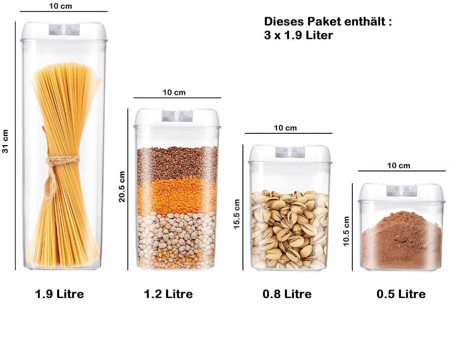 Ємності для зберігання з кришкою 3 шт. 1.9 л BPA-Free White, фото №2
