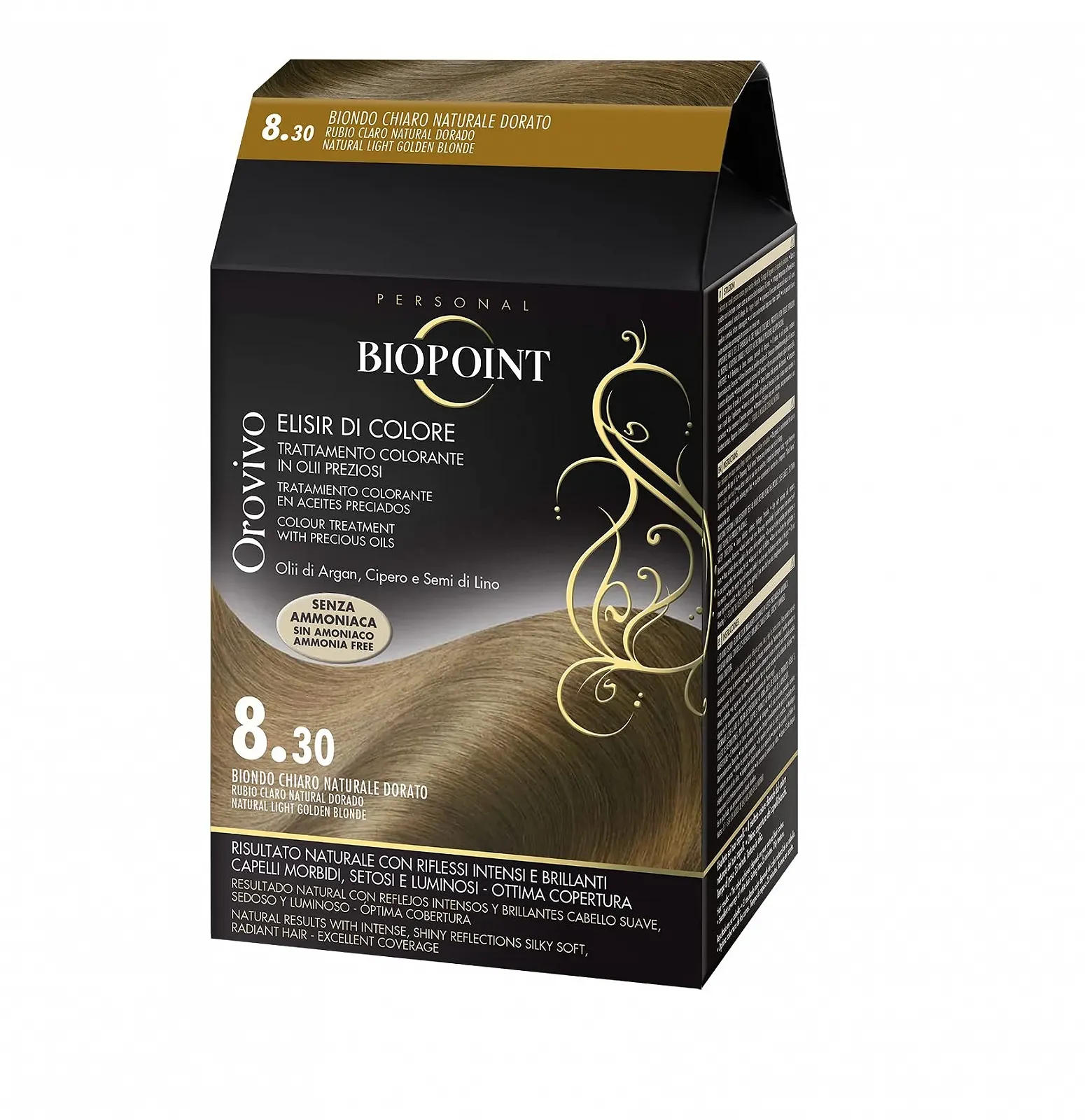 Фарба для волосся BIOPOINT OROVivo 8.30 Світлий блонд натуральний золотистий, фото №1