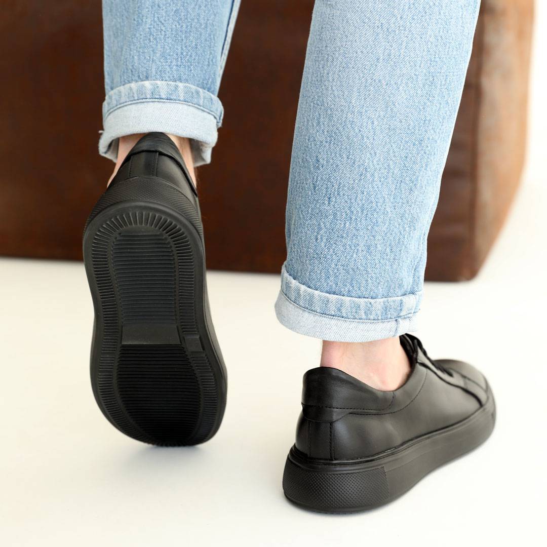 Кеди чоловічі шкіряні 584913 Чорні 42 43 44, фото №7