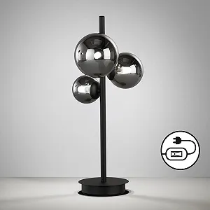 Настільна лампа Fischer & Honsel Bala 50665 3x G9 LED 3 Вт 48 см чорний пісок/димчасте скло synthetic.ua - Фото 1