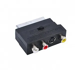 Переходник SCART (папа)-3 RCA мама  Svideo Black c переключателем - Фото 1