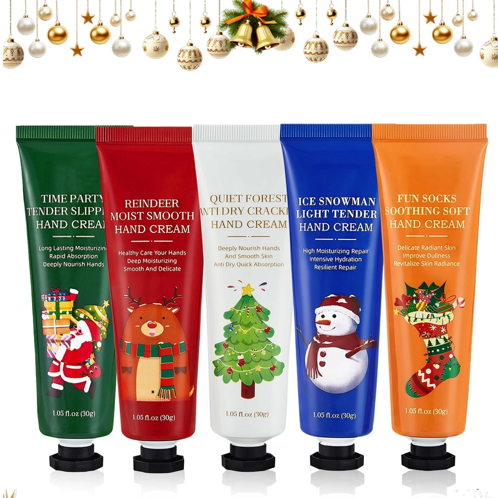 Крем для рук Різдвяний набір 5 x Міні креми для рук з маслом ши Живильний крем для дуже сухої шкіри рук, фото №1