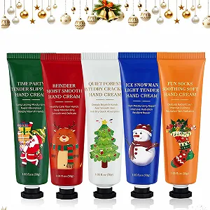 Крем для рук Різдвяний набір 5 x Міні креми для рук з маслом ши Живильний крем для дуже сухої шкіри рук - Фото 1