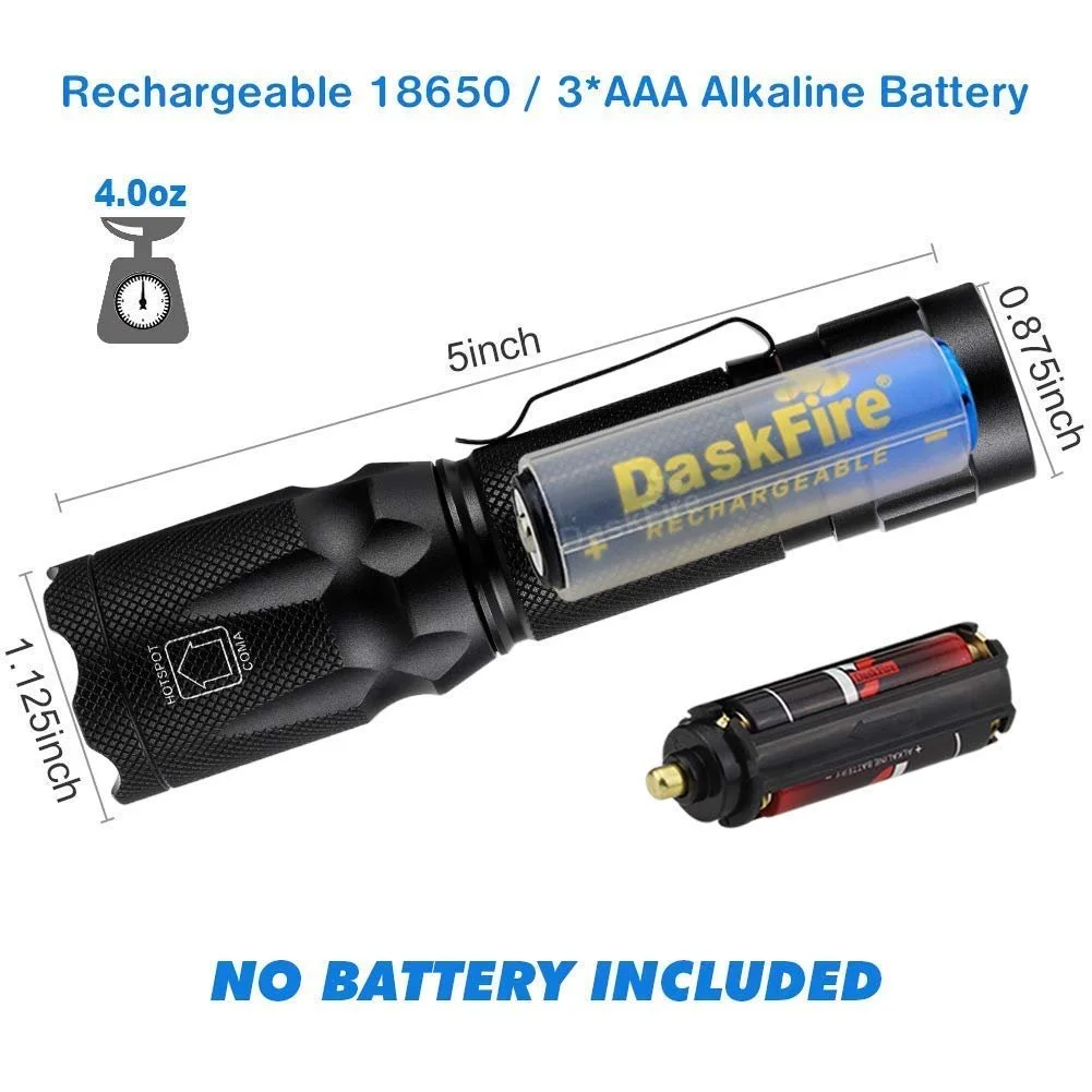 Набір світлодіодних ліхтарів 2-в-1 DaskFire 900 люмен, ультрафіолетовий 395 нм, 4 режими, регульований розмір, водонепроникний, фото №3