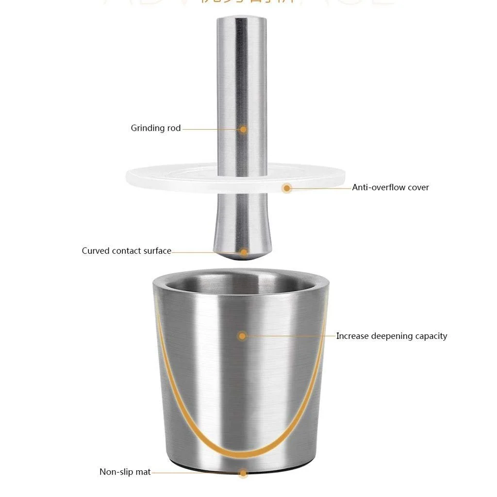 Ступка з товкачем,  з нержавіючої сталі, фото №7