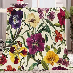 Покривало Flauschig Weiche Kuscheldecke, Однотонний, Рослини, Квіти, Червоний, Жовтий, 130 x 150 см - Фото 1