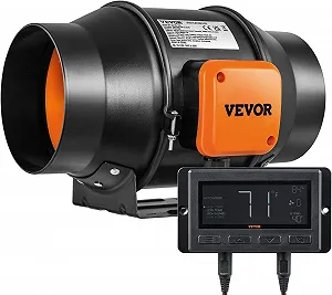 Купити Канальний вентилятор VEVOR GX-06-150 з контролером температури та вологості / 150 мм / Тихий / Чорний-Оранжевий - Фото 1 Канальний вентилятор VEVOR GX-06-150 з контролером температури та вологості / 150 мм / Тихий / Чорний-Оранжевий - Фото 1