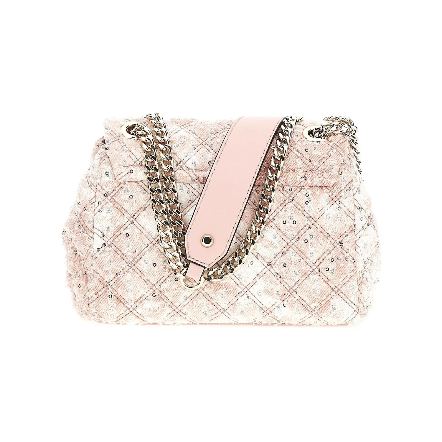 Сумка через плече GUESS Rainee Quilt Convertible Xbody Flap Рожевий, фото №2