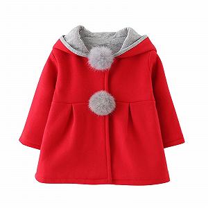 Куртка Generisch для девочки Однотонная Куртка с капюшоном Длинный рукав Теплая куртка Ветровка Повседневная Свободная куртка Уличная мода Осень-Зима (3 месяца - 4 года) - Фото 1