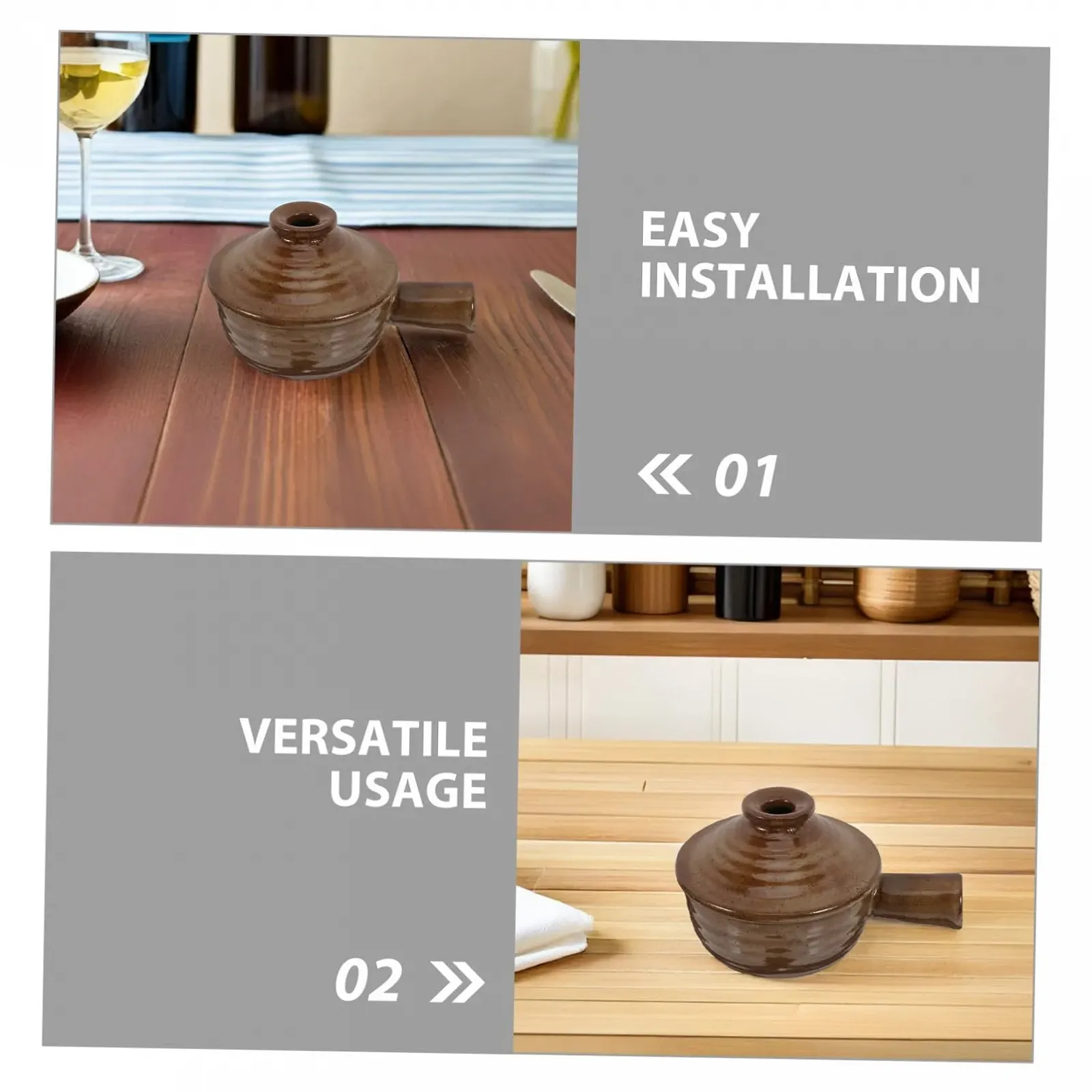 Набір керамічних горщиків Gatuida 2 шт для мікрохвильової печі з кришкою жаростійкі теракотові, фото №3