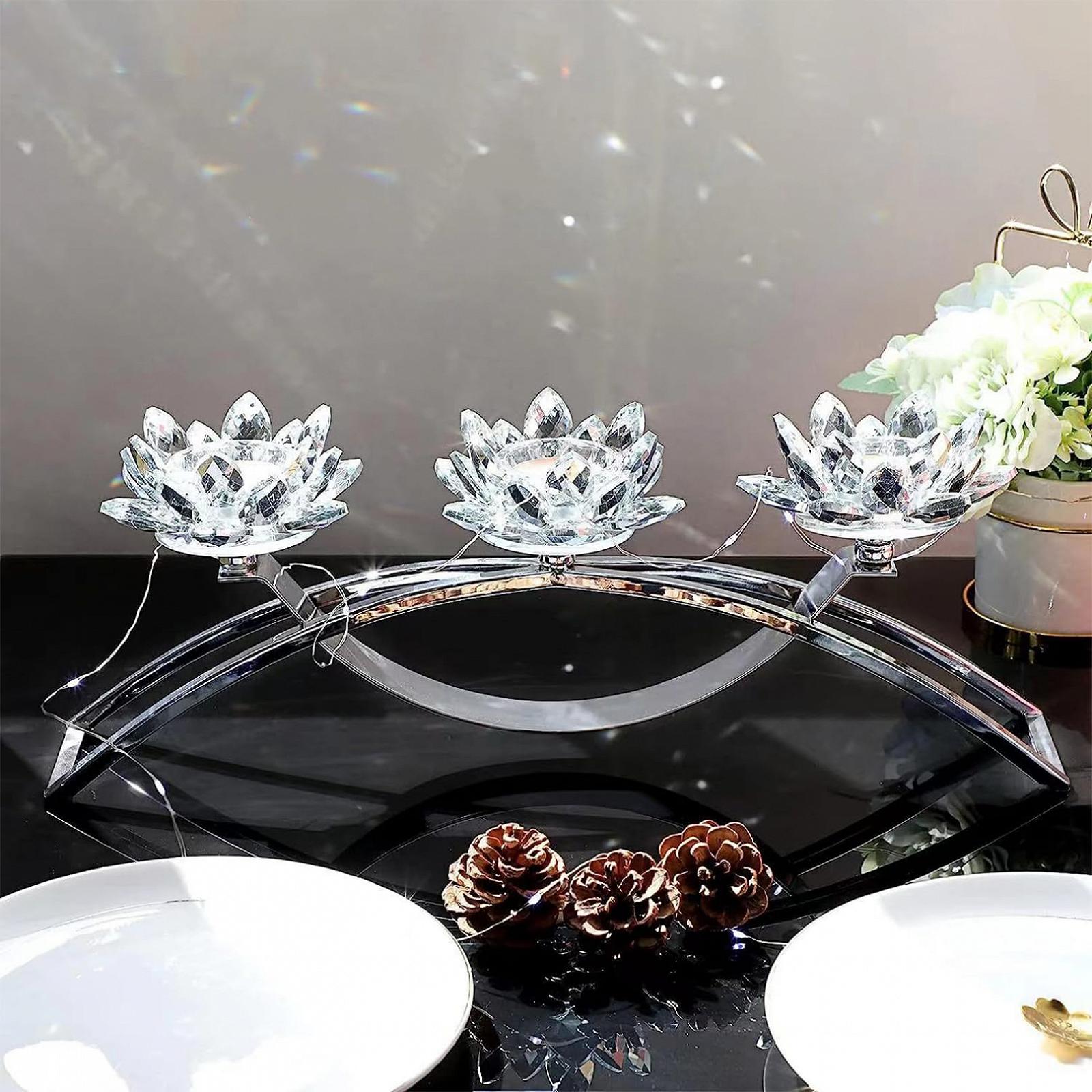 Подсвечник Crystal Splitter Arch Tea Lights 3 Arms Lotus Base, фото №6