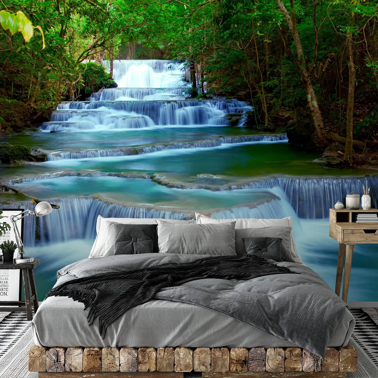 Фотообои Runa Art Waterfall Флизелиновые 352 x 250 см Зеленые/Голубые 9036011b, фото №6