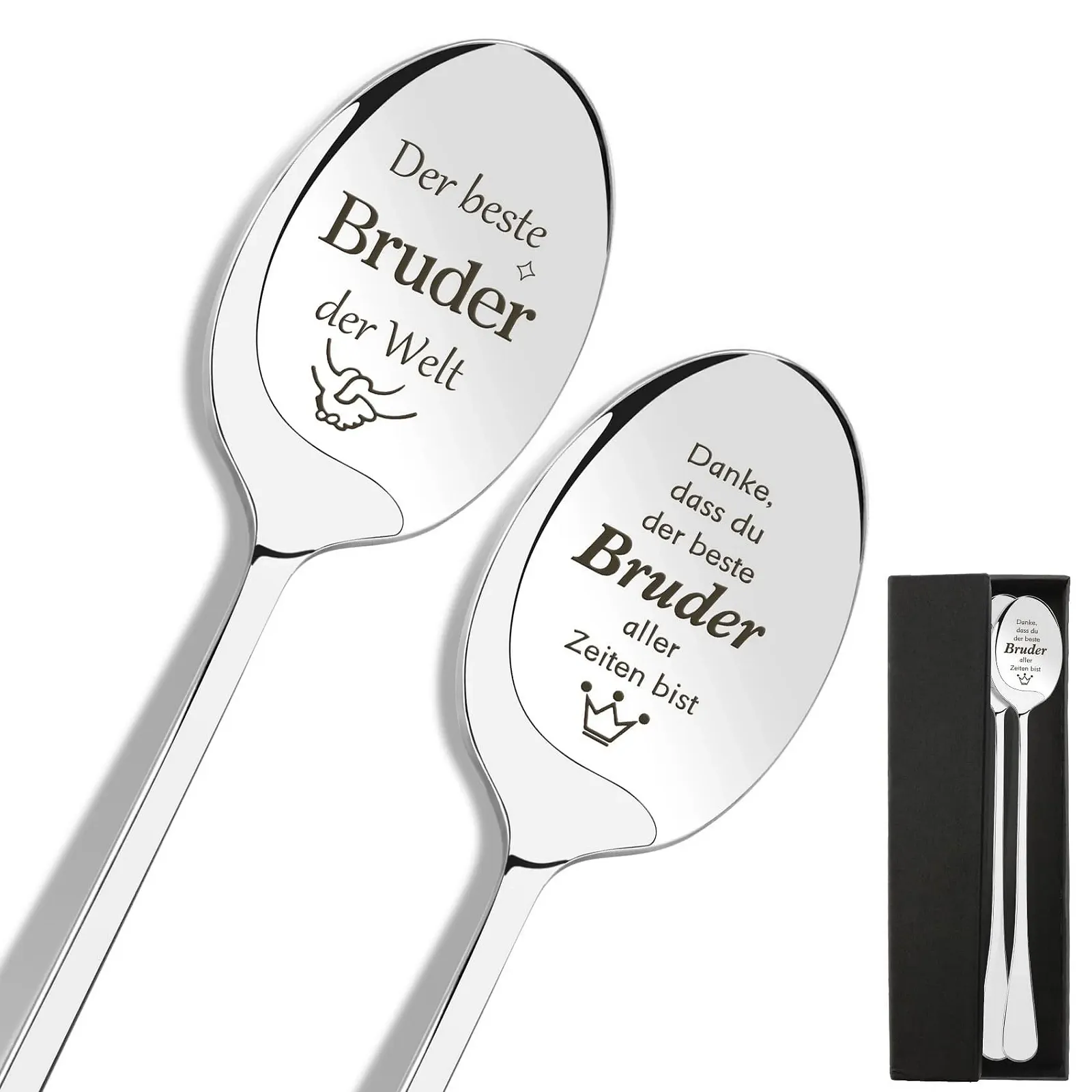 Ложка для кави, Brother, З гравіюванням "Найкращий брат у світі", Паковання з 2 штук, фото №1 Ложка для кави, Brother, З гравіюванням "Найкращий брат у світі", Паковання з 2 штук, фото №1