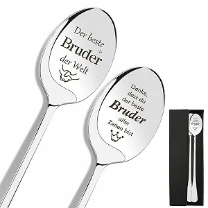 Ложка для кави, Brother, З гравіюванням "Найкращий брат у світі", Паковання з 2 штук - Фото 1