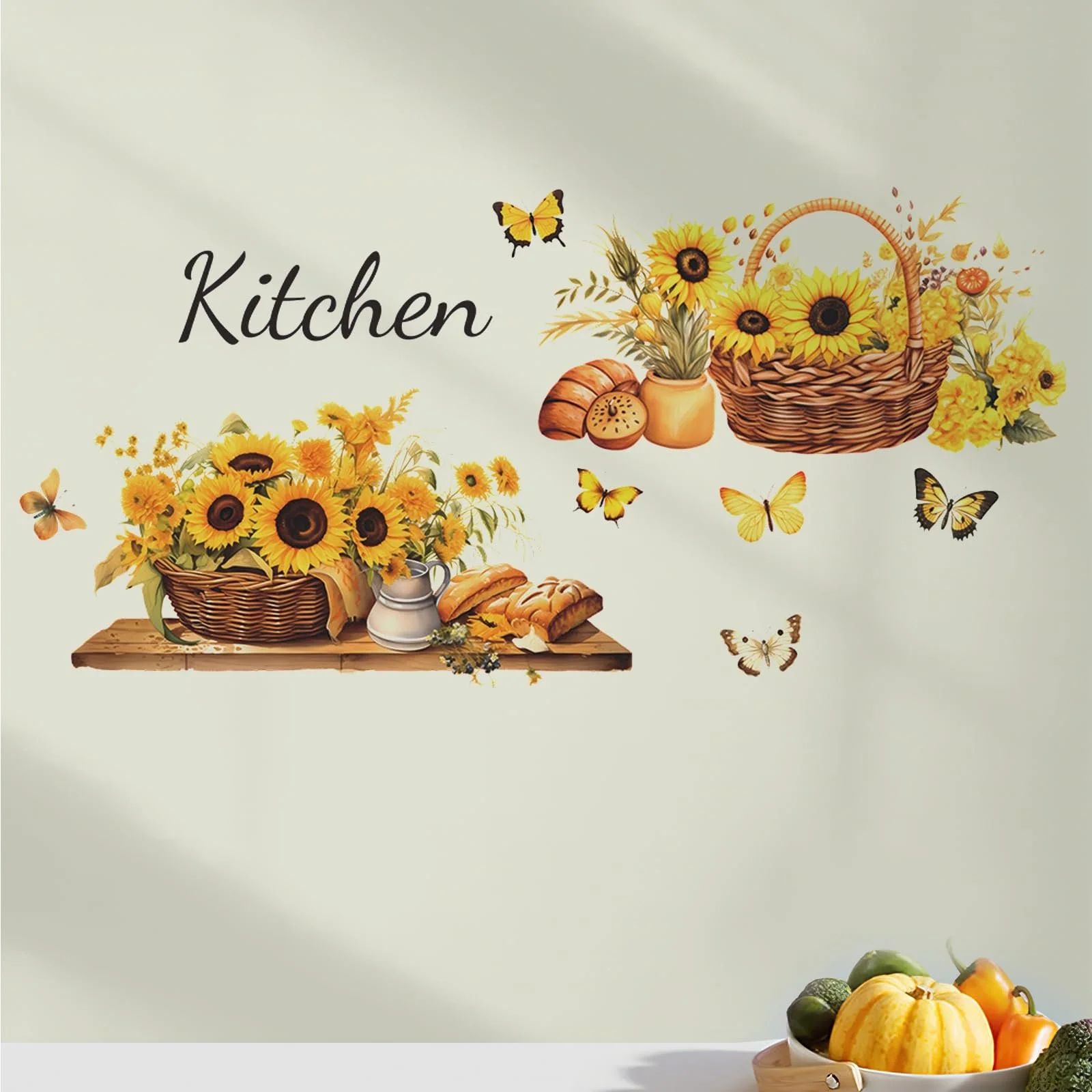 Настінна наклейка Kitchen Sunflowers Самоклеюча 30x60 см 2 шт., фото №1