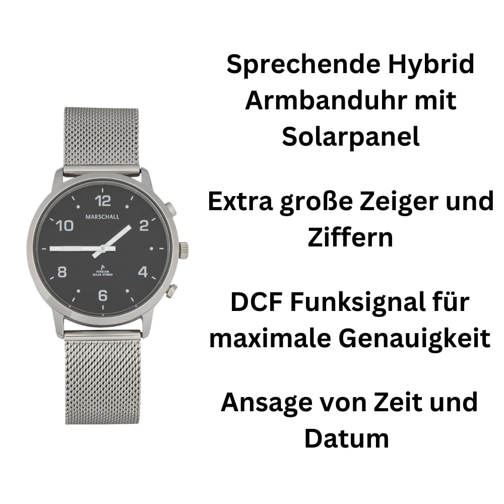 Унісекс радіогодинник Marschall 1150S сонячна панель чорний циферблат міланський браслет, фото №2 Унісекс радіогодинник Marschall 1150S сонячна панель чорний циферблат міланський браслет, фото №2