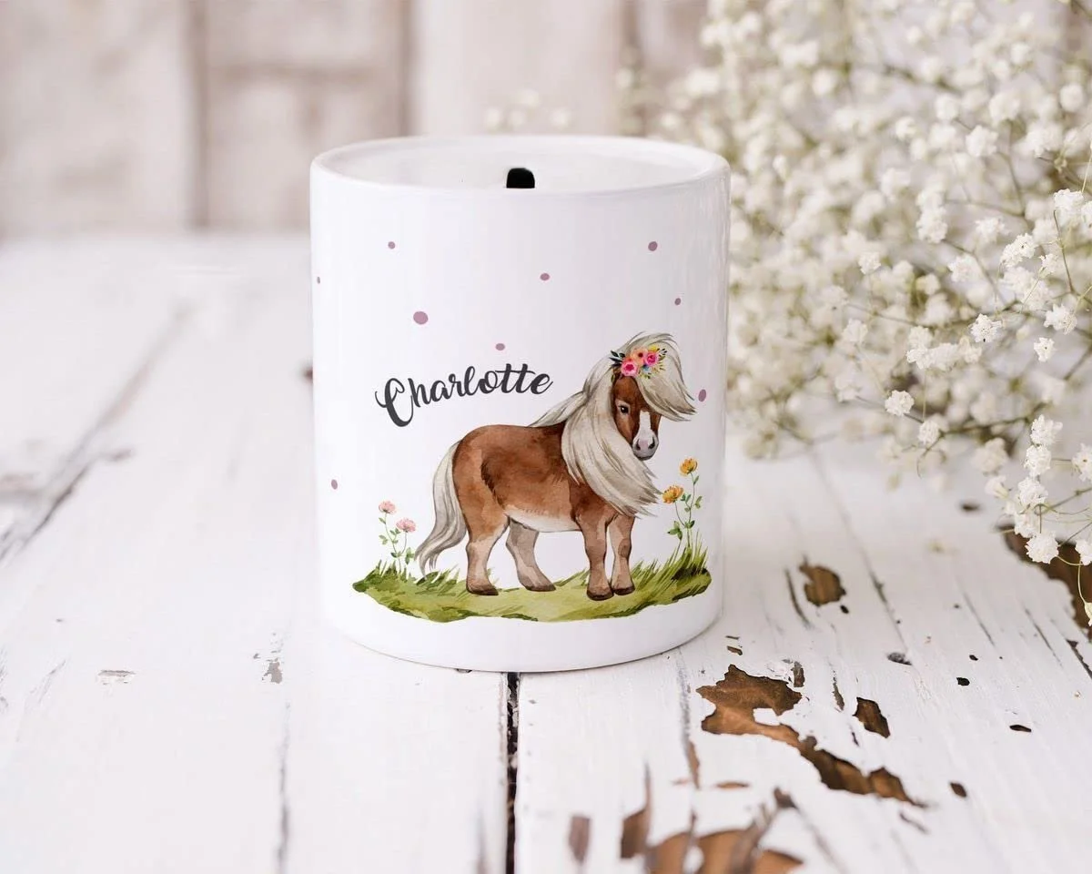 Дитяча скарбничка Mikalino З мотивом коня Керамічна Персоналізована, фото №4