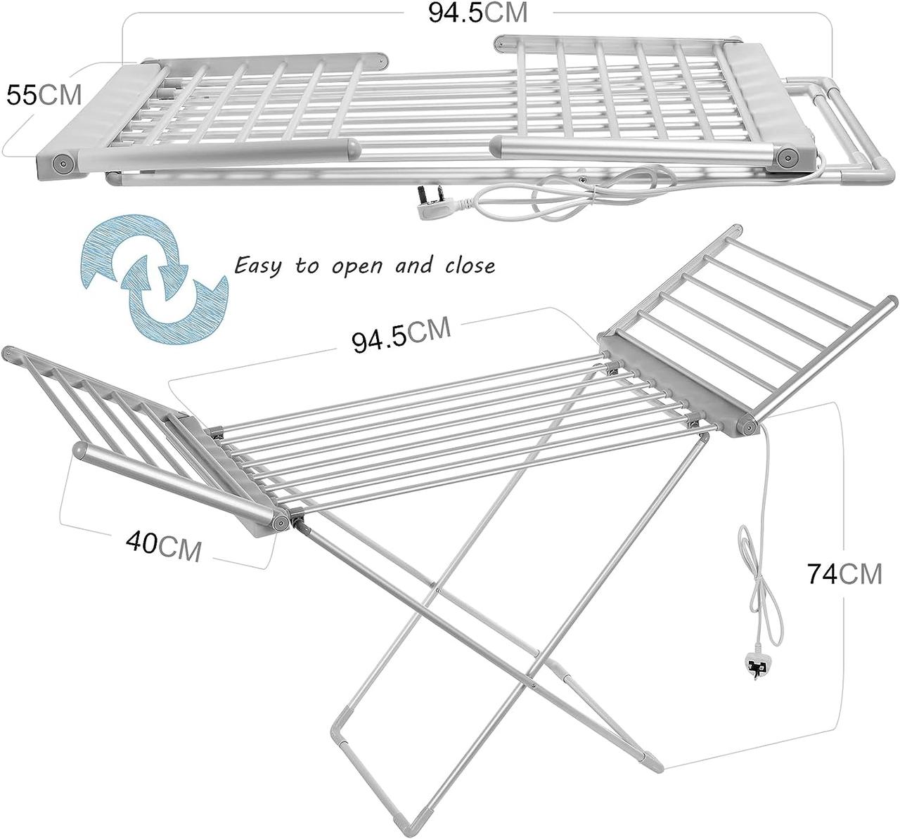 Электрическая складная сушилка для белья Rainberg с подогревом и крышкой энергоэффективная 18-канальная, фото №7