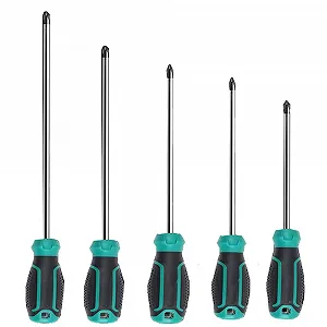 Набір викруток Phillips магнітних 5 шт з ергономічною рукояткою Чорний Зелений - Фото 1